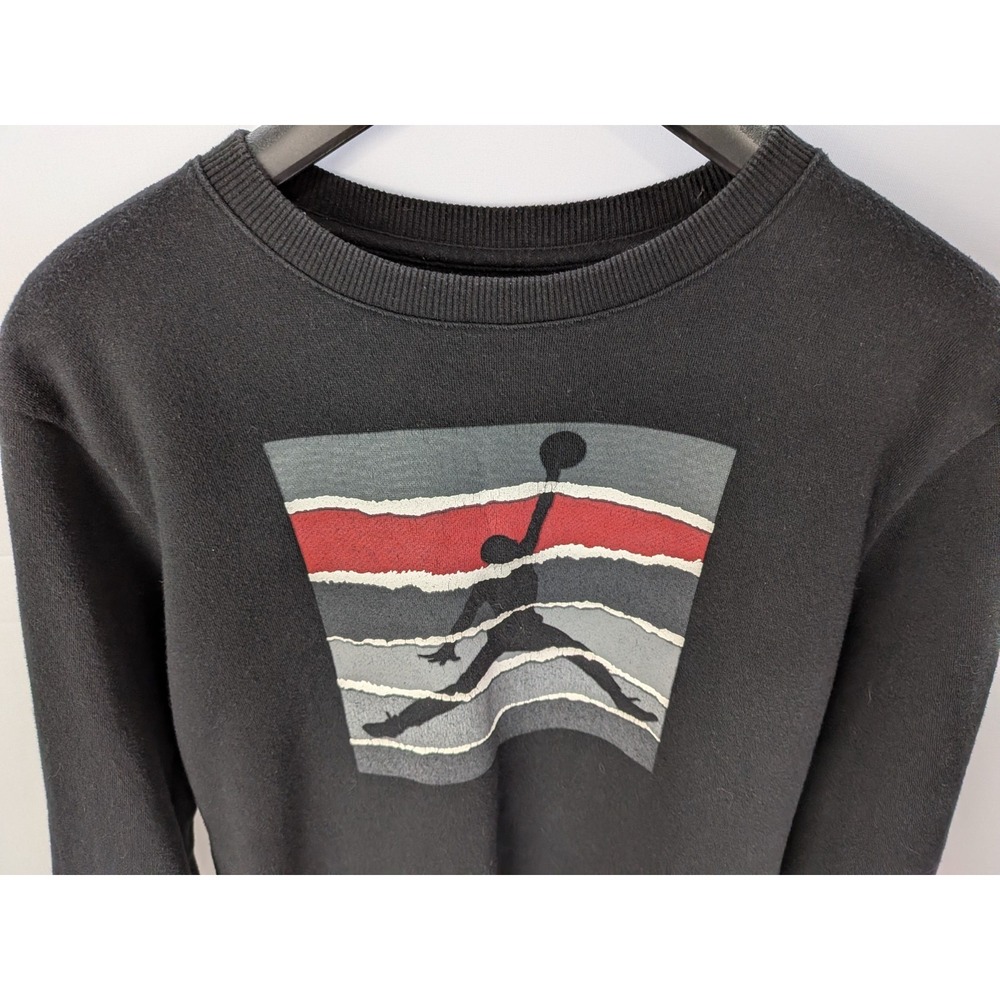 Air Jordan Youth Jumpman Torn Graphic Fleece Sweatshirt - Black Large (12-14)